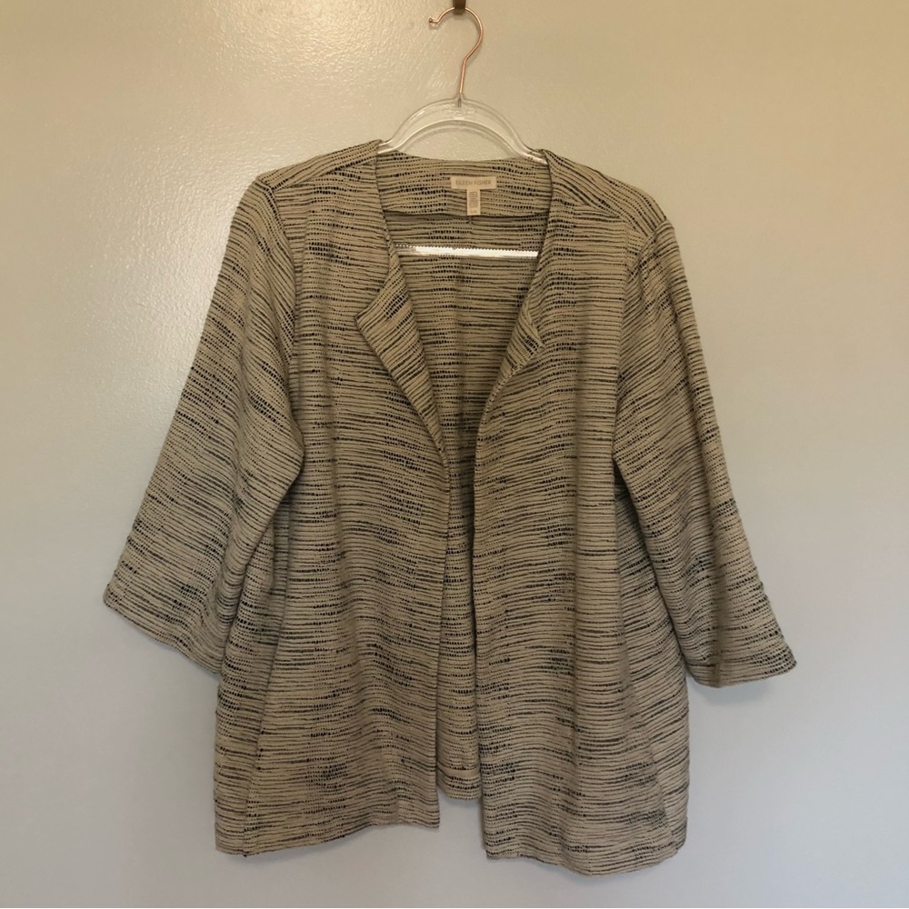 Eileen Fisher Natural Handloomed Cotton Jacket Large